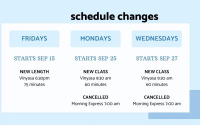 September 2023 Schedule Changes