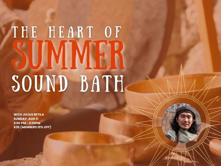 Flyer for the heat of summer sound bath