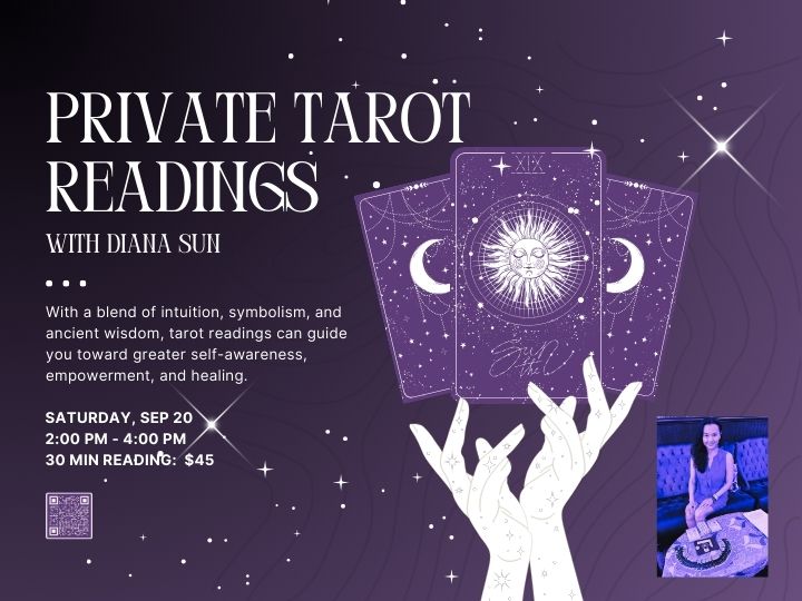 Book a private tarot reading with Diana Sun on Sep 20